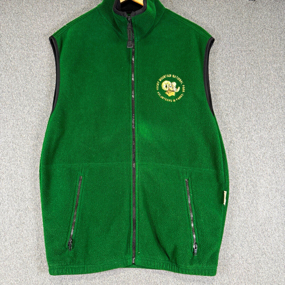 Timberline Colorado Rocky Mountain National Park VIP Fleece Vest Mens M Green